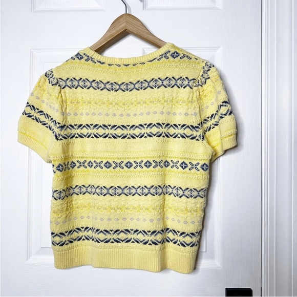 Lauren Ralph Lauren Yellow Fair Isle Knit Puff Sleeve Sweater Top Preppy Size XL - Picture 4 of 9